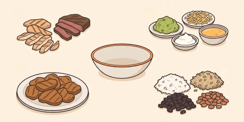 Ingredient groups representing protein, carbs and fat